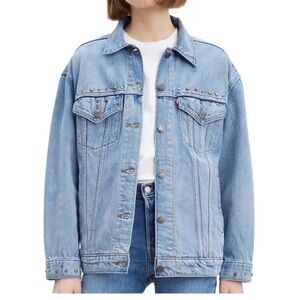 NWOT LEVIS BEDAZZLED JACKET denim spring boho classic coat designer casual $130